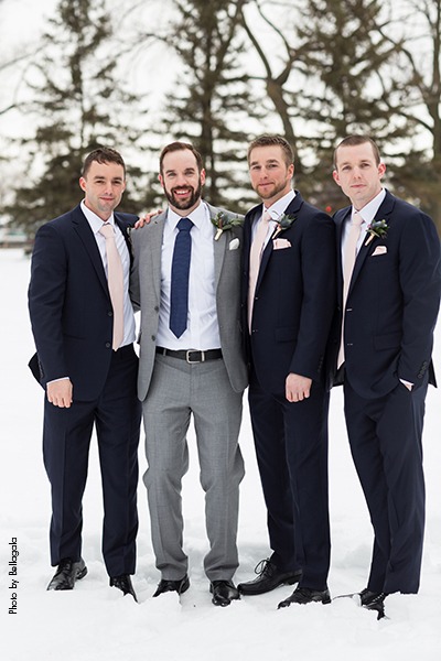 Winter groom and groomsmen
