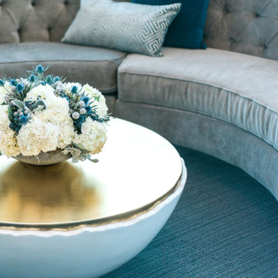 White and gold eggshell coffee table wedding lounge by Haven & Gather