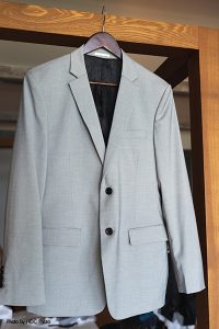 Light gray groom suit for destination wedding
