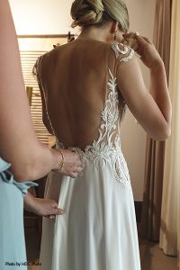 Wedding dress with open scoop back