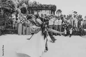 Bride and grooms first dance at destination wedding