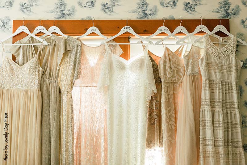 Personalized bridesmaid dress hangers with their names
