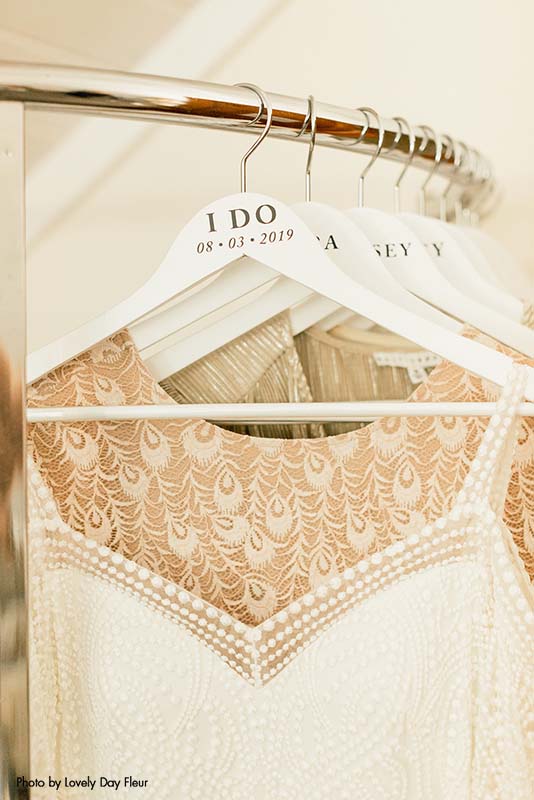 Custom bridal dress hanger that says "I Do"