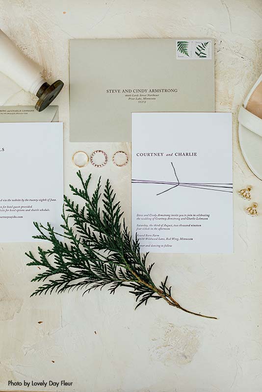 Rustic Minnesota wedding invitations