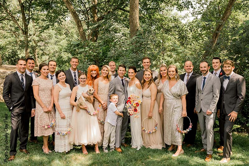 Minnesota Wedding Party in neutral toned outfits