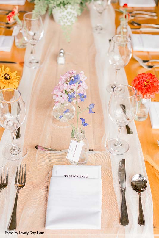 Simple and floral place setting for wedding