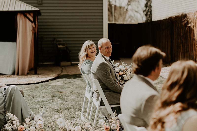 Backyard wedding in the spring