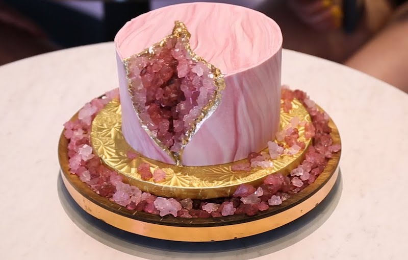 Pink geode cake