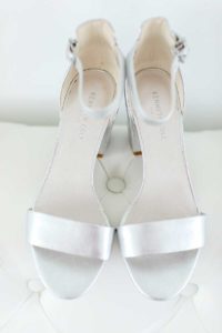 Silver bridal shoes with strap