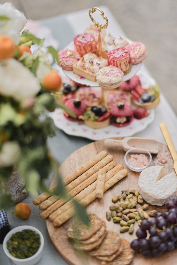 Artisan bread and crackers as wedding appetizer