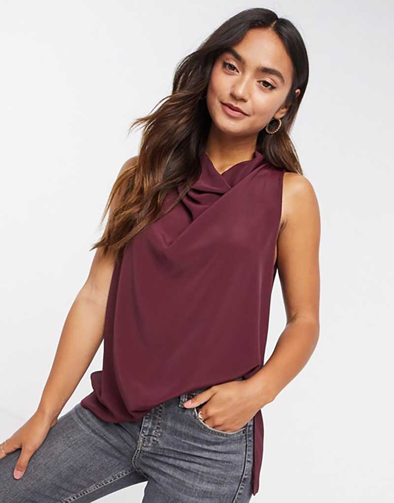 Wine color sleeveless top by Asos for bachelorette