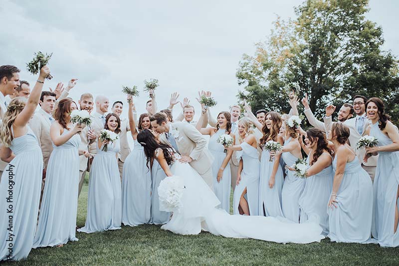 Bridesmaids dusty blue dresses