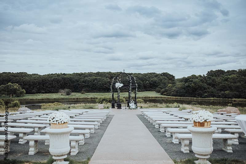Ceremony setup at outdoor Minnesota wedding at Bavaria Downs