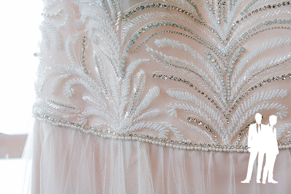 Rhinestone embroidered wedding gown