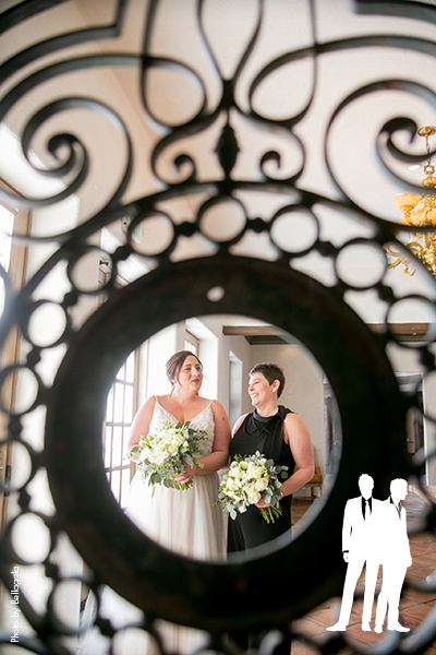 Wedding picture through a mirror