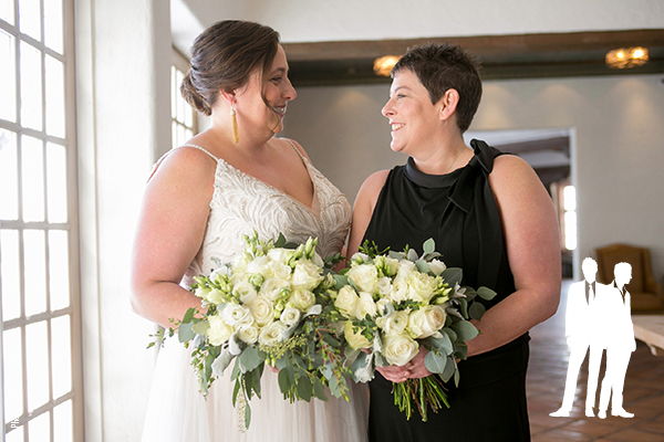 White rose and greenery bridal bouquets