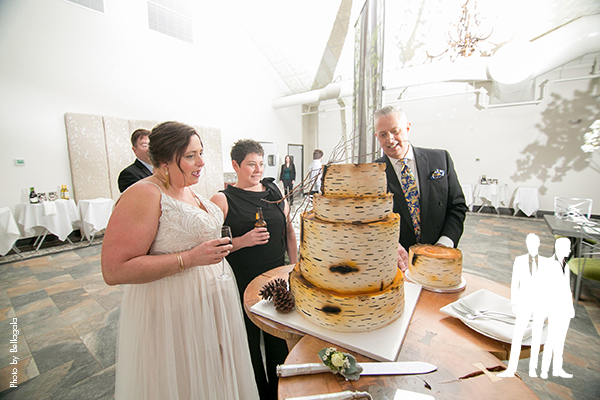 Airbrushed wooden wedding cake