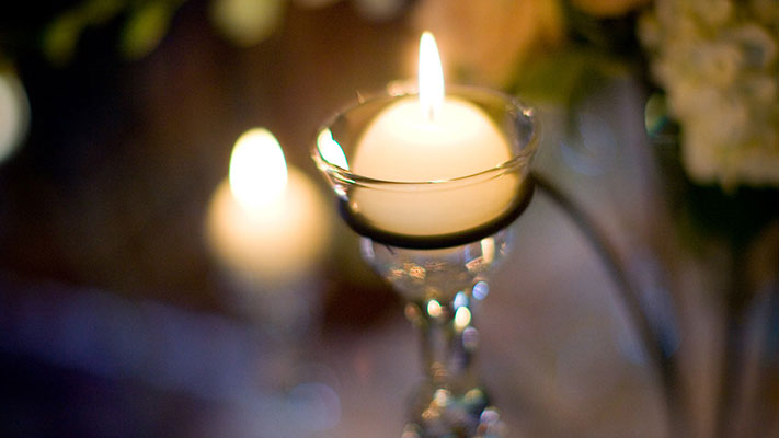 Candle in martini glass