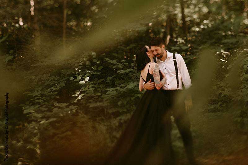 Dark wedding in forest