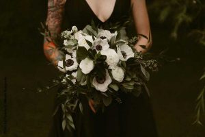 Black and white bridal bouquet