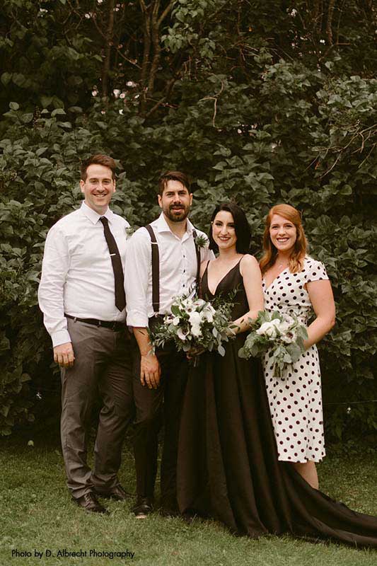 Small black and white dark wedding party