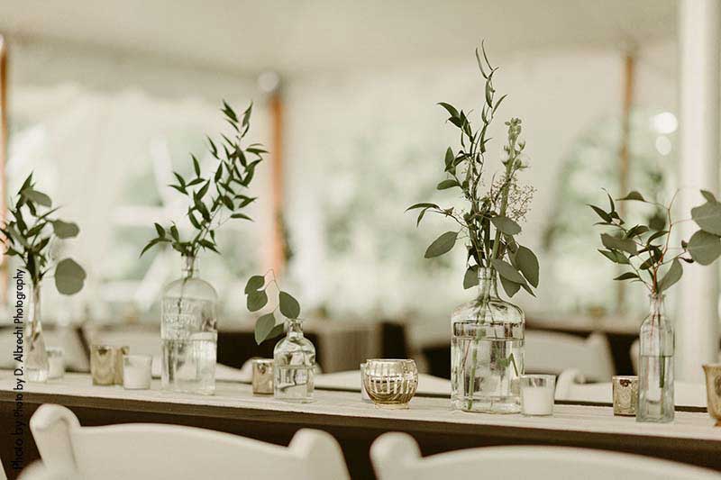 Greenery wedding decor tabletop