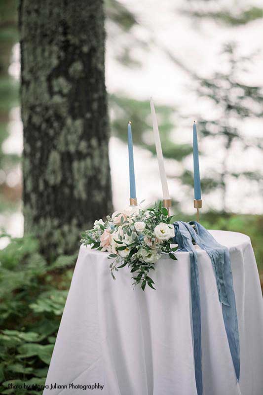 Blue and white unity candle for wedding