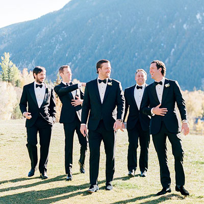 Custom black suits for wedding party