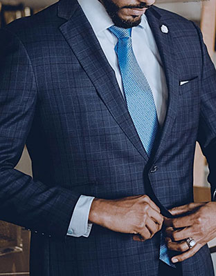 Dark blue patterned wedding suit