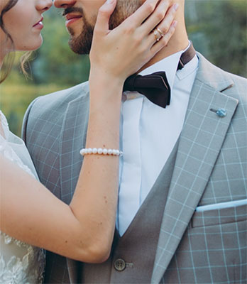 Light gray checkered wedding suit