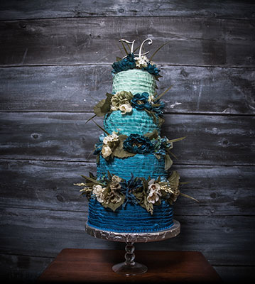 Ombre blue wedding cake by Sweet Assurance