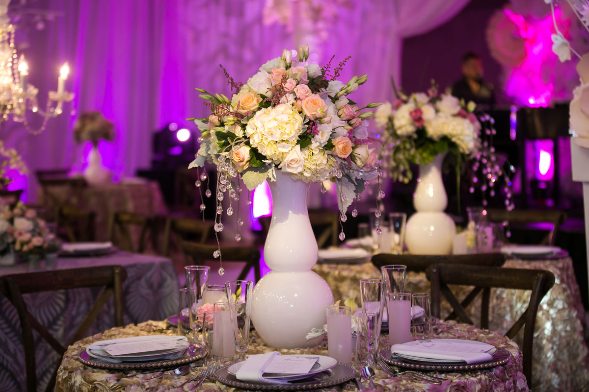 Pink and white floral centerpiece