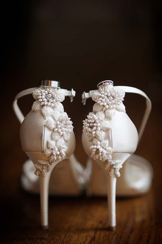 Bridal heels with flowers on back