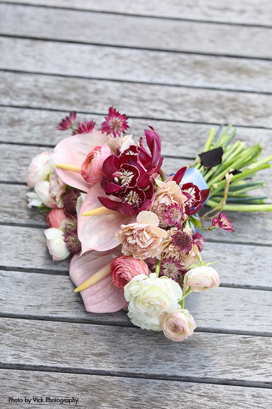 Bright assorted summer flower bridal bouquet