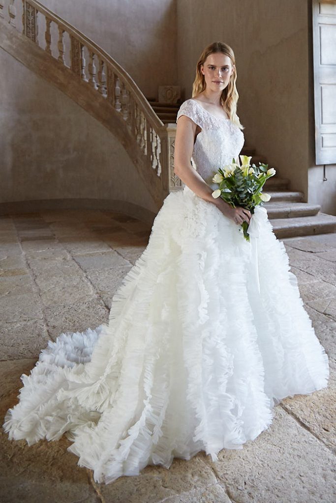 Wedding ballgown with tulle rouching
