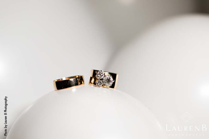 Simple gold three diamond wedding ring