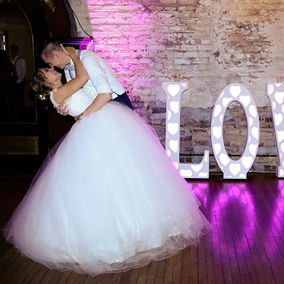 Couple shares first dance at wedding