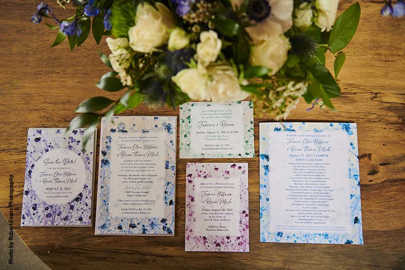 Garden-inspired floral wedding invitations