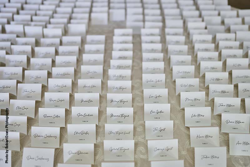 Modern black and white wedding placecards
