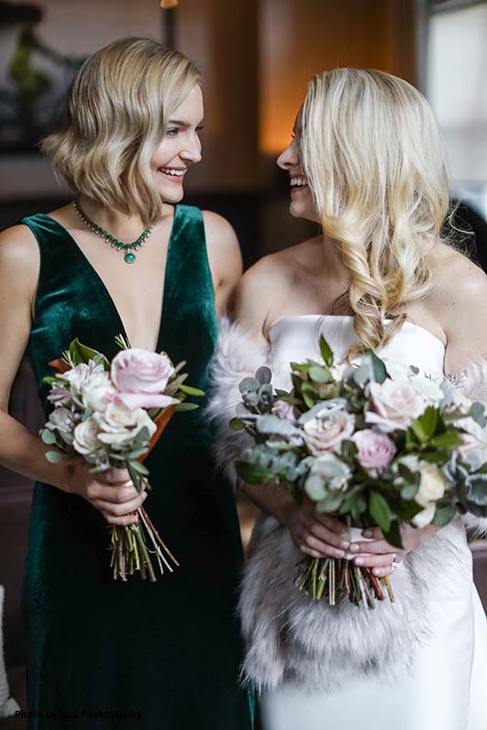 Rose and greenery wedding bouquets