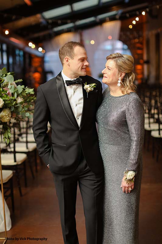 Sparkly silver winter mother of groom dress