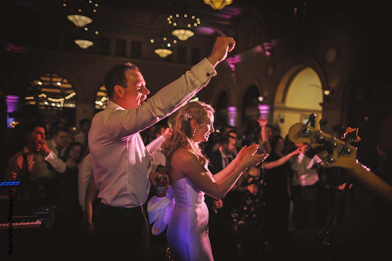 Bride and groom celebrate Minnesota ballroom wedding