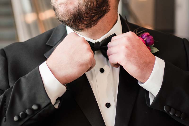 Black bowtie for modern groom attire