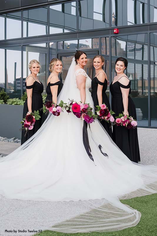 Simple sleek black bridesmaid dresses