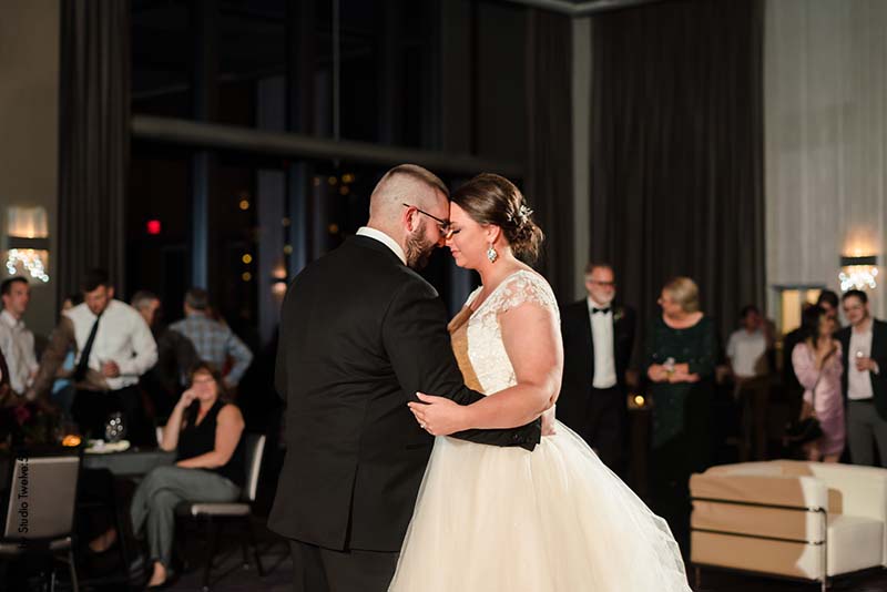 Bride and groom share intimate first dance