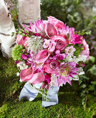 Pink bridal bouquet with pink lilies