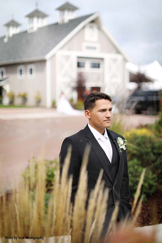 Groom waiting to see bride for the first time