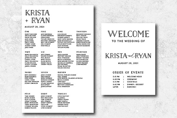 Black and white wedding seating chart by The UPS Store - Minnetonka and St. Louis Park