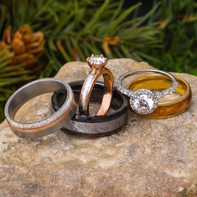 Assortment of custom wedding rings by Jewelry by Johan