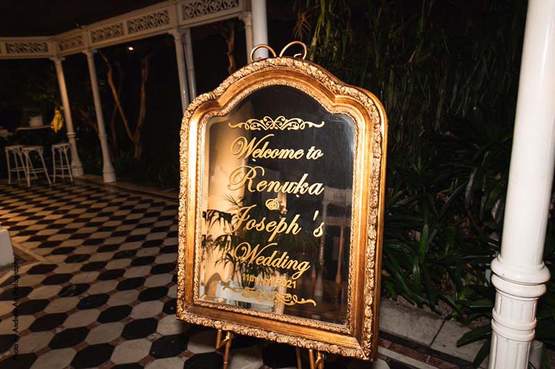 Vintage mirror wedding welcome sign